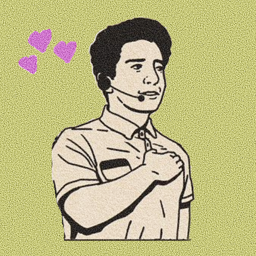 An illustration of Jordan C. Weinstock with their right hand laid over their chest.